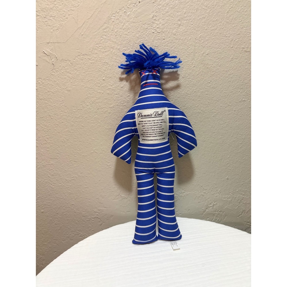 Dammit Doll Classic Blue White Striped Stress Relief Gag Gift Office Plush Toy